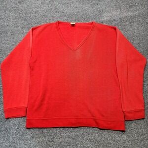 Velva Sheen Red Pullover Vintage 50s 60s Sweatshirt Made in USA XL V Neck